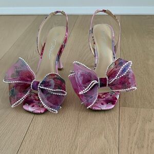 Betsy Johnson Floral Pink Heels with Bow